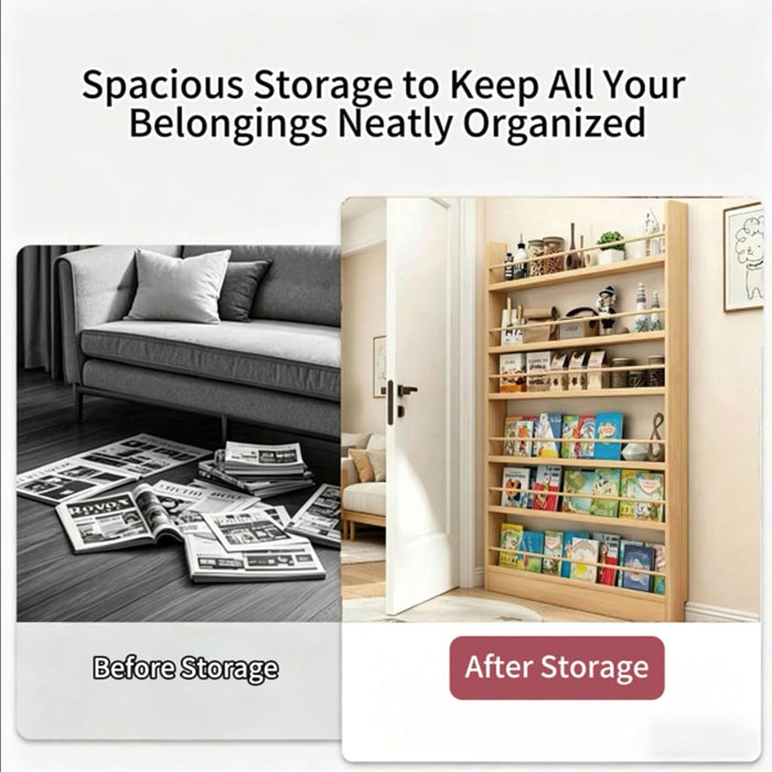 Behind Door Kids Bookshelf Solid Wood SpaceSavingDesign