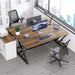55 Inch Modern Computer Office Desk Metal Wood Writing Desks Rustic Oak