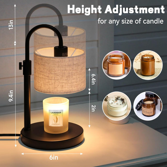 Candle Warmer Lamp with Timer, Dimmable Candle Wax Warmer Candle Lamp Warmer with 2 Bulbs, House Warming Gifts Christmas Gifts for Women Bedroom Home Decor (Linen-Upgraded)