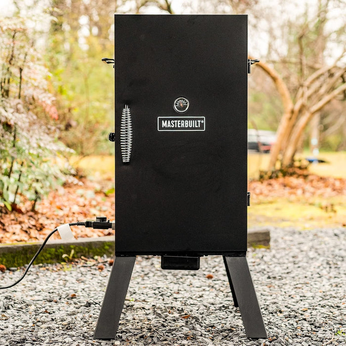 ® 30-Inch Electric Vertical BBQ Smoker with Analog Temperature Control, Chrome Smoking Racks and 535 Cooking Square Inches in Black, Model MB20070210
