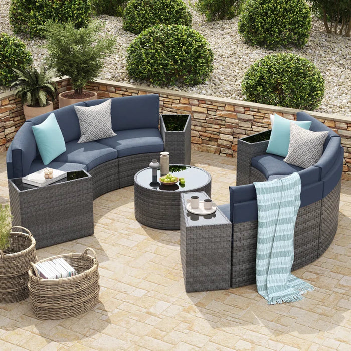 Wicker 6 - Person Modular Patio Conversation Sets with Cushions
