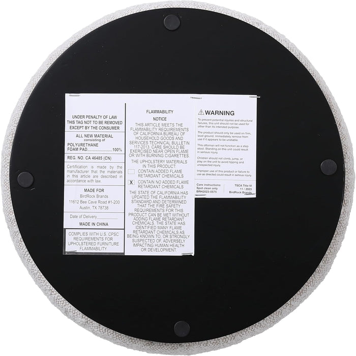 round Boucle Ottoman Foot Stool | Soft Compact Padded Vanity Stool | Great for the Living Room, Bedroom and Kids Room | Small Furniture