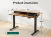 48 X 24 Inch Height Adjustable Electric Standing Desk with Double Drawer, Stand up Table with Storage Shelf, Sit Stand Desk, Rustic Brown