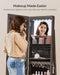 LED Mirror Jewelry Cabinet Standing, Lockable Jewelry Armoire with Full-Length Mirror and Adjustable LED Lights, Space-Saving Jewelry Organizer with Mirror, Gift Idea, Ash Brown UJJC008K02