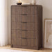 Fluted Wood Dresser 5 Drawers 48" Tall Curved Modern Chest Organizer
