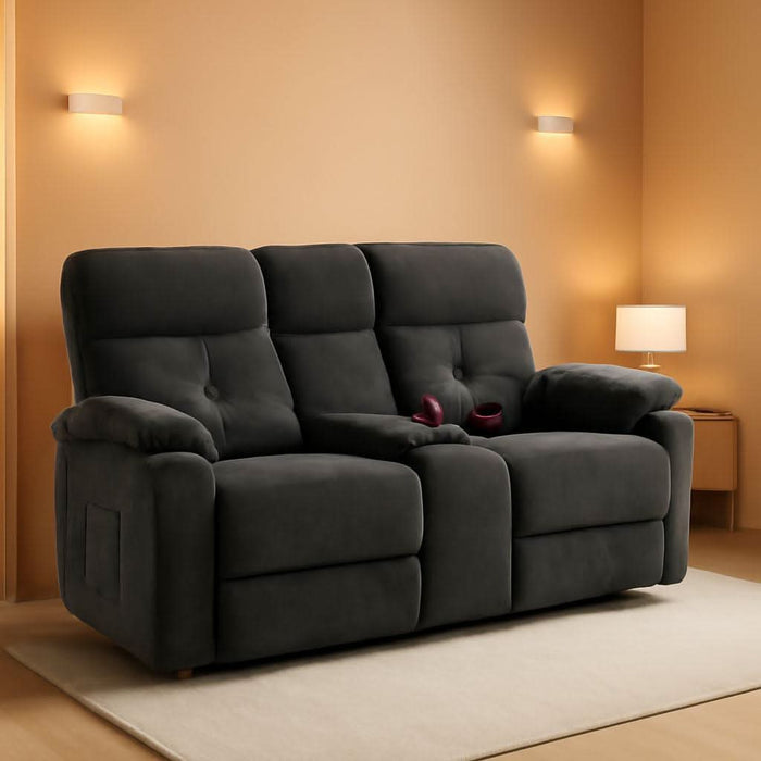 Power Reclining Loveseat with Console, Power Loveseat Recliner Sofa with Heat and Massage, Extended Footrest, Wall Hugger Recliners with Cup Holders, Lumbar Support for Living Room