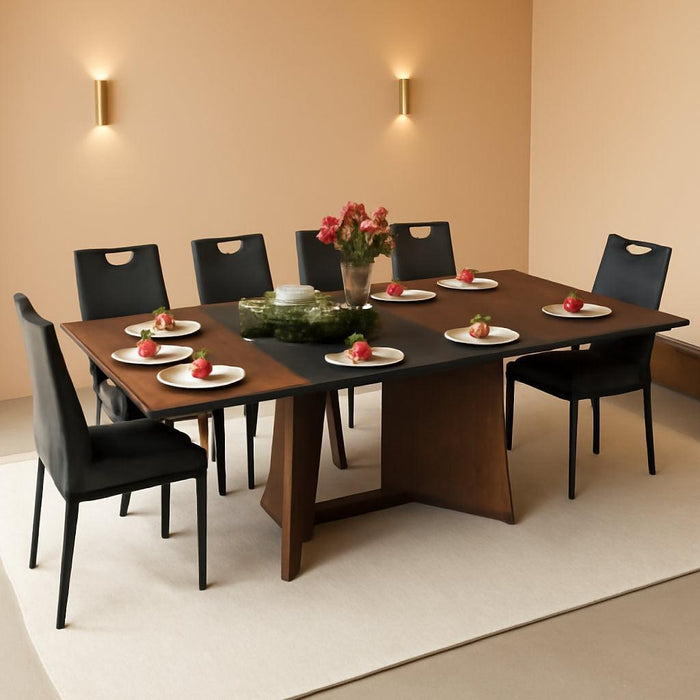 59"-86" Extendable Dining Table for 6 8 10 People,86" Farmhouse Rectangle Extending Dining Table W/Removable Leaves Space Saving,Wooden Adjustable Tables for Kitchen Office Living Room (Brown&Black)