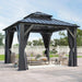10'X10' Outdoor Hardtop Gazebo with Double Roof - Heavy-Duty Steel Top Aluminum Frame Gazebo with Breathable Netting & Privacy Curtain for Patio, Porch, Garden, Lawn, Deck, Backyard