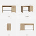 Rattan Home Office Desk with Drawer, 59" Farmhouse Boho Executive Desk with Storage Cabinet, Large Computer Writing Table Vanity Desk for Office, Study, Living Room, Light Oak