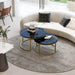 round Coffee Table Nesting Tables Set of 2, Large : Ø 34.0", Small : Ø 26.0", Modern Design Coffee Tables for Living Room, Gold Metal Frame Circle Cocktail Table, High Glossy Faux Black Marble