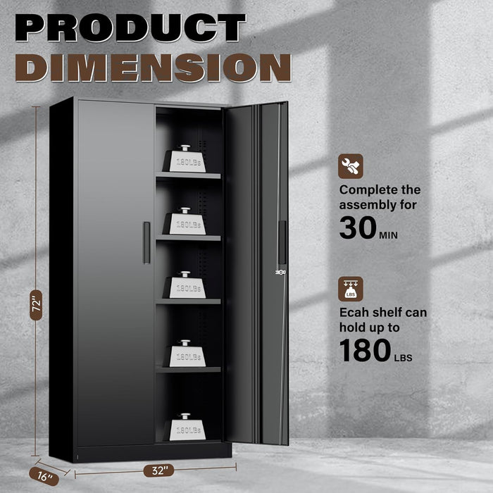 72 Inches HeavyDuty Metal Storage Lockable Cabinet