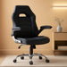 Home Gaming Ergonomic Office Flip-Up Armrest and Height Adjustable Desk Splicing PU Leather Computer Chair with Lumbar Support, Black (3959-BKZ6)
