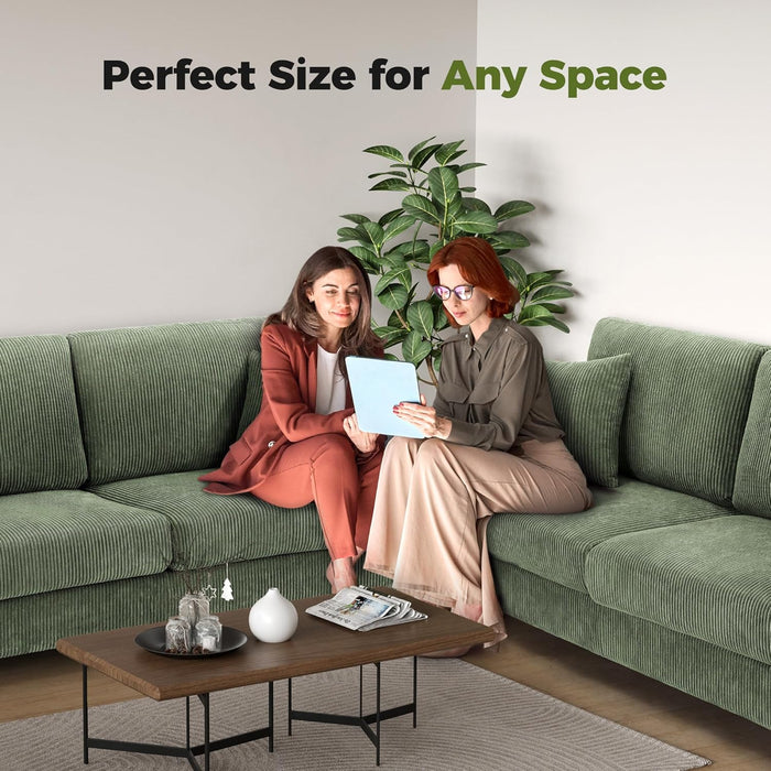 70In Emerald Corduroy Oversized Cushioned ThreeSeater Sofa
