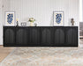 39" Black Real Wood Veneer Narrow Sideboard Buffet Storage Cabinet