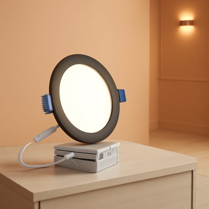 24 Pack 6 Inch Recessed Lighting, 5CCT LED Black Recessed Light, 2700K-5000K Selectable, 13W Eqv 120W, 1080LM Dimmable Canless Wafer Downlight, LED Ceiling Light ETL Certificated