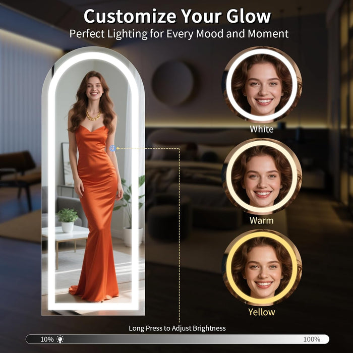 Full Length LED Light Floor Mirror, 56 x 20 Inches