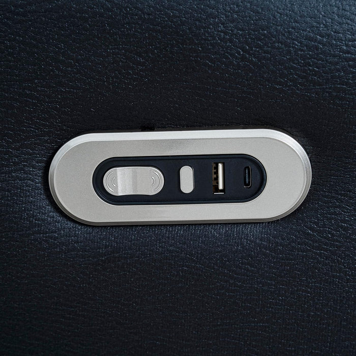 Chicago Power Recliner Sofa & Home Theater Seating with Wireless Charging Electric Recliner RV Sofa with Usb/Cup Holders/Storage/Led Light/Speaker, Black/Air Leather