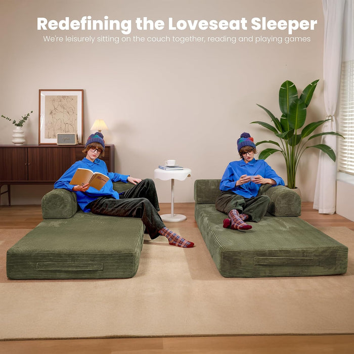 SeventyNineIn Convertible Sleeper Sofa Light Green