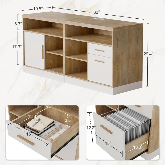 63Inch Walnut Commercial Grade Lateral File Cabinet