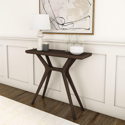 Verso Console Table, 36 Inch Solid Wood Modern Sofa Table, Narrow Entryway Table for Hallway, behind the Couch, Living Room, Foyer, Walnut