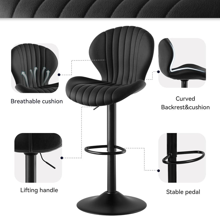 Bar Stools Set of 3 Modern Swivel Bar Chairs, Barstools Counter Height with High Backrest, Easy 3-5 Minute Assembly for Bar, Kitchen, Dining Room Black