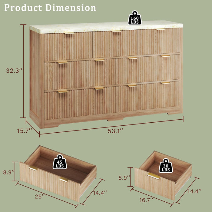 53-Inch-Width-Enhanced 7-Drawer Dresser Durable Solid