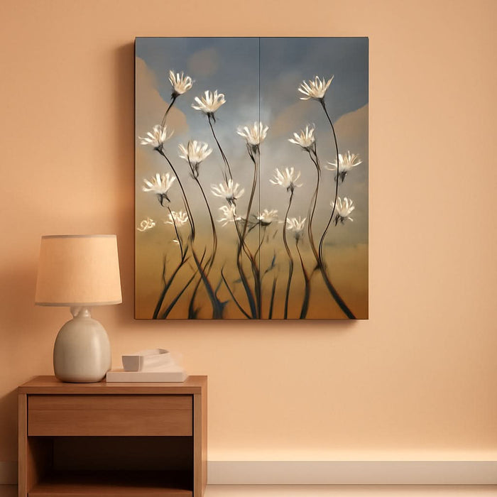 Morning Dancing 100% Hand Painted Floral Oil Paintings Canvas Wall Art Modern Stretched and Framed Grace Abstract Flowers Artwork Ready to Hang for Living Room Home Decorations Wall Decor