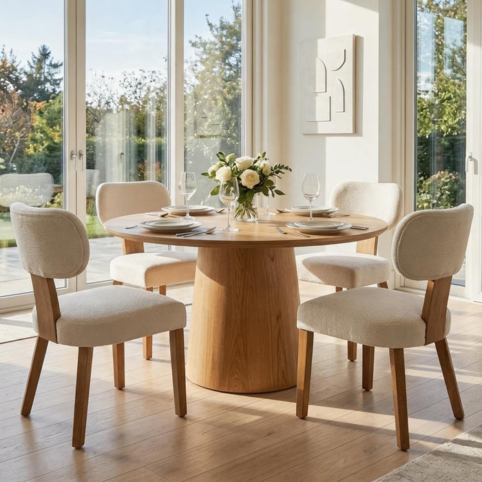 Upholstered Dining Chairs Set of 4, Mid Century Dining Room Chairs, Beige