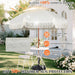 6.5Ft Patio Umbrella with Push Button Tilt & Height Adjustable, UV50+ Sun Protection with Sturdy Fiberglass Ribs & Iron Pole, Market Umbrella for Outdoor Table Garden Backyard Beach