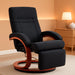 Manual Recliner Chair for Adults, Adjustable Swivel Recliner with Footrest, Padded Arms and Wood Base for Living Room, Black