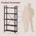 5 Tier Industrial Bookshelf Dark Walnut WoodFinish