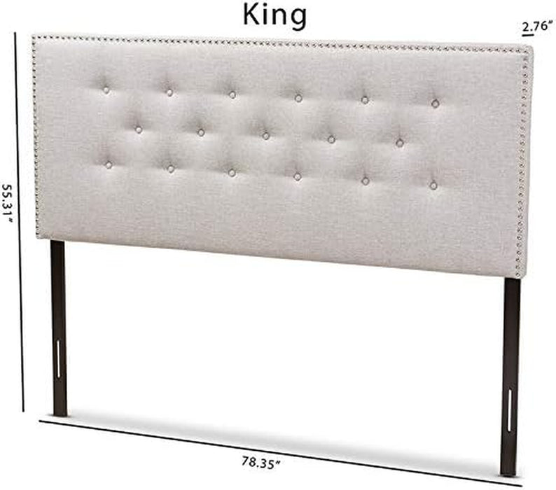 Windsor Tufted King Panel Headboard in Grayish Beige