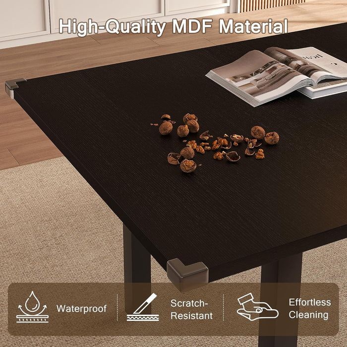 Modern Extendable Dining Table for 4-6, 63" Farmhouse Kitchen Table, Rectangular Dining Room Tables for Dining, Kitchen, Office, Living Room, Wooden Tables, Space Saving (Black)