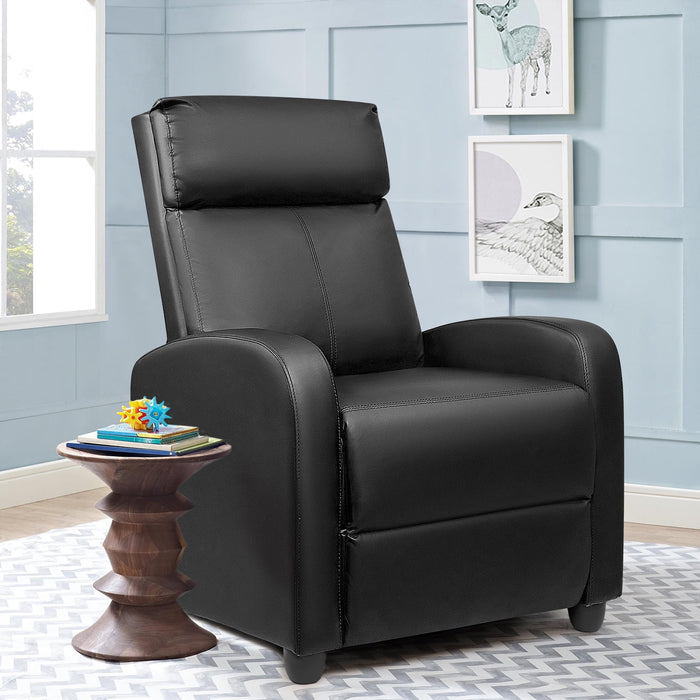 Massage Recliner Chair Single Sofa Chair Small Recliner Home Theater Seating PU Leather Living Room Sofa,Black