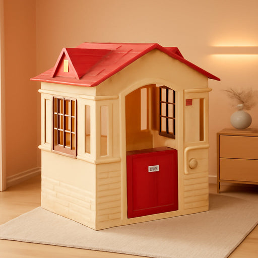 Cape Cottage Playhouse with Working Door, Windows, and Shutters - Tan, Toddlers Ages 2+ Years