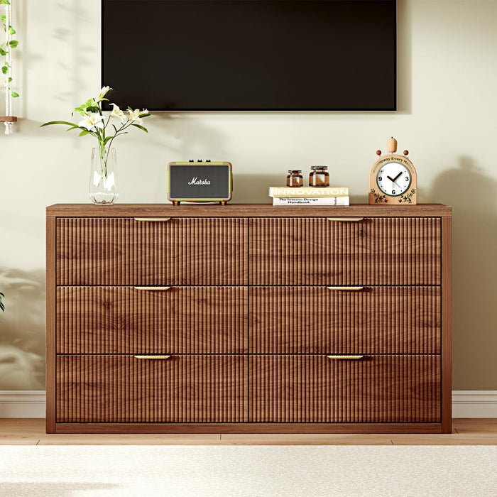 FiftyFiveInch Dresser Saddle Brown Storage Cabinet