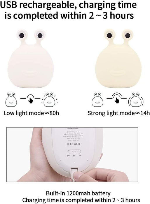 Original Authentic Slug Night Light, Nursery Squishy Lamp, Silicone Light for Classroom, Cute Animal Bedside Lamp for Baby Kids Teens, Soft Light for Bedroom Breastfeeding.