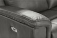 Signature Design by Ashley Burnley Contemporary Leather Match Power Reclining Sofa with Adjustable Headrest and USB Charging Port, Gray