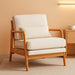 Modern Accent Chair with Lumbar Pillow, Relaxing Mid Century Chair Armchair with Solid Wood Frame & Soft Cushion, Reading Leisure Armchair for Living Room, Beige