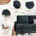 Dark Gray Convertible Sectional Sofa Bed StorageDrawer