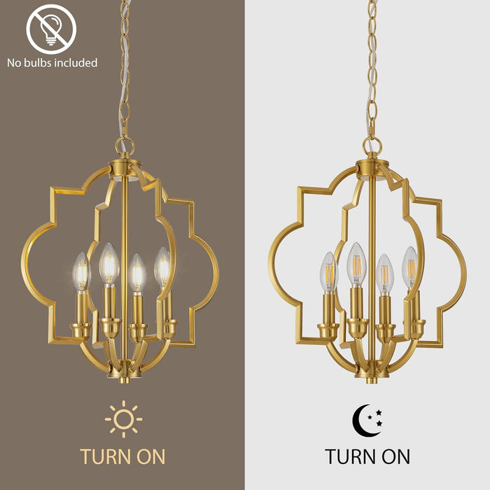 Brushed Gold 4-Light Geometric Dining Pendant Chandelier