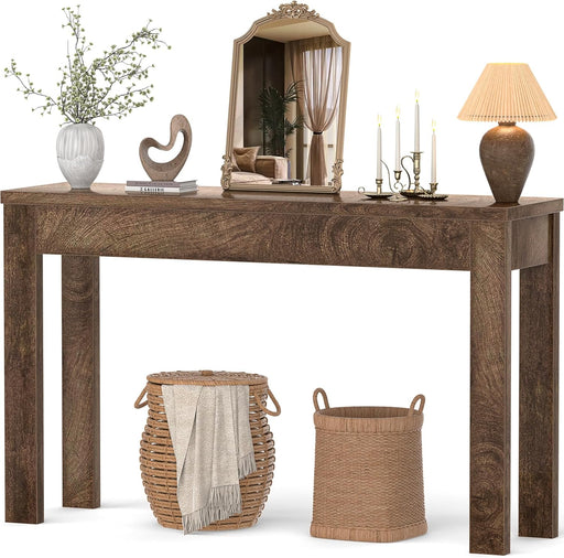 Console Table, 47" Farmhouse Wood Entryway Table, Sofa Tables Narrow Long behind Couch, Entry Table for Entrance, Hallway, Living Room, Cracked Oak