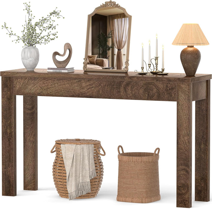 Console Table, 47" Farmhouse Wood Entryway Table, Sofa Tables Narrow Long behind Couch, Entry Table for Entrance, Hallway, Living Room, Cracked Oak