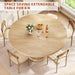 47″–63″ Extendable round Dining Table for 4–8 with Dust-Proof 2-Tier Storage Shelf Space-Saving Expandable Dining Room Table Wood Oval Circle Dining Table with Pedestal Base (Natural)