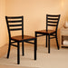 2 Pack HERCULES Series Black Ladder Back Metal Restaurant Chair - Mahogany Wood Seat