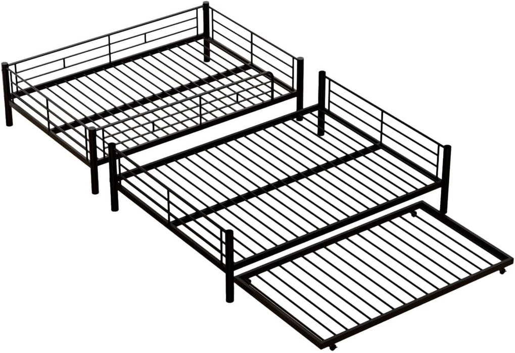 FullXL QueenSize BunkBed Trundle HeavyDuty NoBoxSpring Black