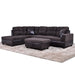 Flannel and PVC Living Room Furniture Sets Sectional Sofa Couch Sets, Modern L Shaped Sectional Sofa Set, Dark Brown(No Ottoman)