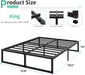 14 Inch King Bed Frame Sturdy Mattress Foundation, Heavy Duty Metal Platform with Steel Slats Support No Box Spring Needed, Noise Free, Easy Assembly, Black