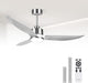 52 Inch Silver Ceiling Fan with Lights and Remote High CFM 3 Blades