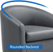 Gray Faux Leather Sophisticated Barrel Chairs Pair